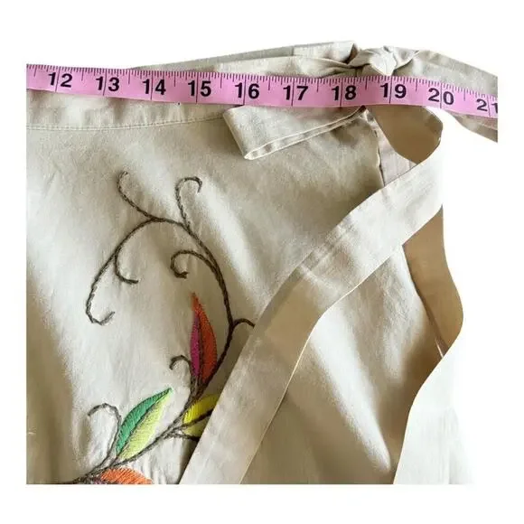 BCBGMAXAZRIA Floral Embroidered Flared A-Line Skirt Tan Neutral 100% Cotton L - Picture 9 of 13